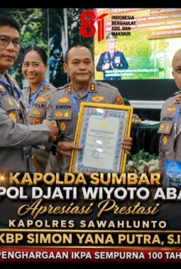 Raih Nilai IKPA Sempurna 100, Polres Sawahlunto Terima Apresiasi dari Kapolda Sumbar