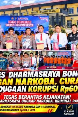 Gelar Konferensi Pers, Kapolres Dharmasraya Paparkan Hasil Ungkap Kasus Narkoba Hingga Korupsi